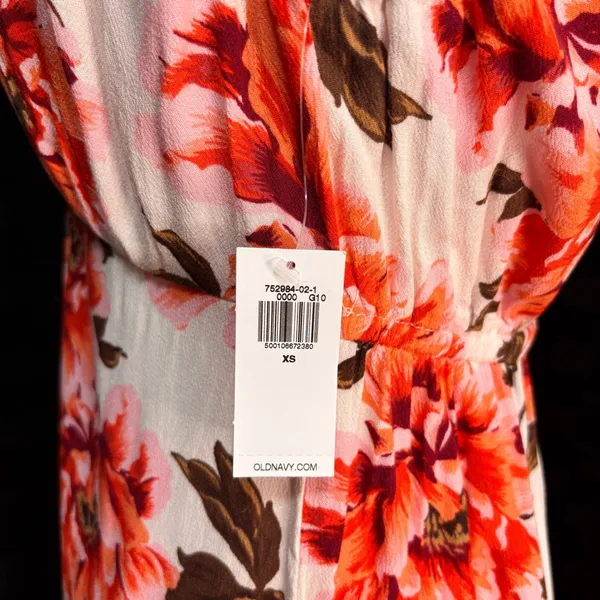 NWT Old Navy Maxi Dress Womens XS Floral Crepe‎ Empire Waist Boho Cottage Party - Image 5