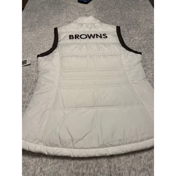 NFL Cleveland Browns Womens White Puffer Vest NFL‎ Team Apparel Size M NWT - Image 5