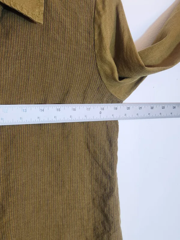 Lisa Bayne Olive Green Linen Asymmetrical Hem Tunic Size XS - Image 6