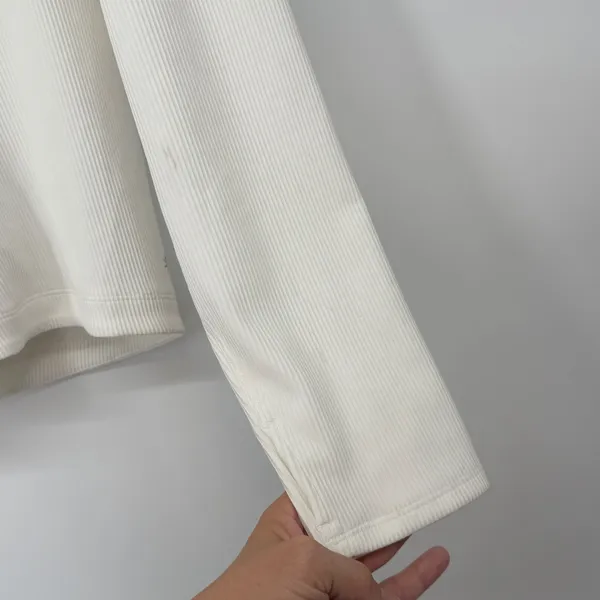 Athleta White Ribbed Full Zip Jacket Mock‎ Neck Thumbholes Plus Size 3X - Image 4
