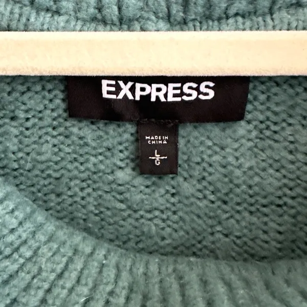 Express Teal Cowlneck Balloon Sleeve Sweater, Size Large - Image 9