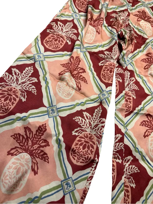✨🍍 FARM Rio x Anthropologie Pineapple Satin Wide Leg Pants Size‎ Medium 🍍✨ - Image 3