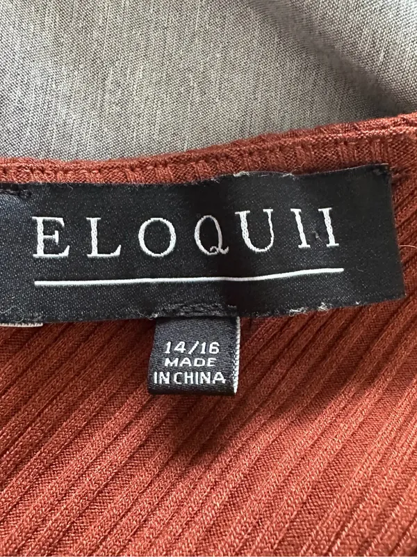 Eloquii Size 14/16 Rust Ribbed Wide Leg Belted Jumpsuit - Image 4
