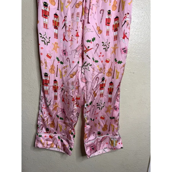 karen Mabon Pink Nutcracker Ballet Christmas Satin Pajama Pants size L - Image 6