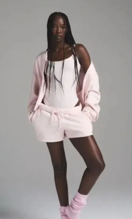 SKIMS hoodie and short set in barely pink - Image 3