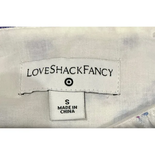Love‎ Shack Fancy x Target Amalie Blue Floral Tiered Ruffle Mini Dress Small - Image 4