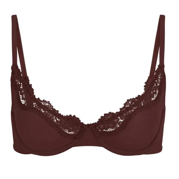SKIMS FITS EVERYBODY LACE UNDERWIRE BRA COCOA 44D brown‎ NWT - Image 2