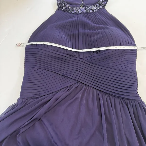 Alex Evenings Purple Beaded Sleeveless‎ Chiffon Halter Gown Size 8 Shawl - Image 10