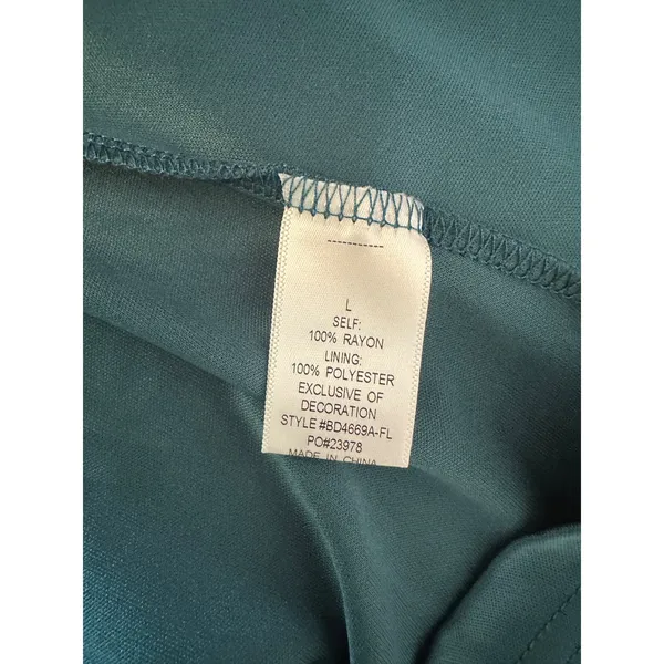 Baltic Born Maxi Dress Size Large Teal Boho Tiered Crochet Trim Romantic Prairie - Image 6