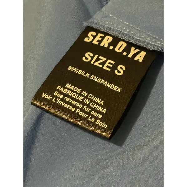 SER.O.YA NWT Emma Silk Dress Size Small Blue Slip Midi Revolve Side Slit Satin - Image 3