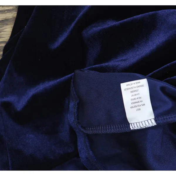 NWT Emerald Sundae Velvet Bow Sleeveless Fit Flare Mini Dress Navy Blue L - Image 8