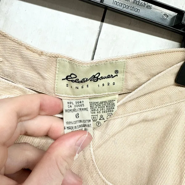 Eddie Bauer‎ Jeans Women 6 Cream Relaxed Straight Cotton 5-Pocket Design Utility - Image 3