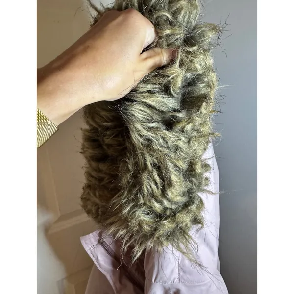 Abercrombie Fitch Pink Sherpa Lined‎ Parka Jacket Hooded Fur Trim XS - Image 11