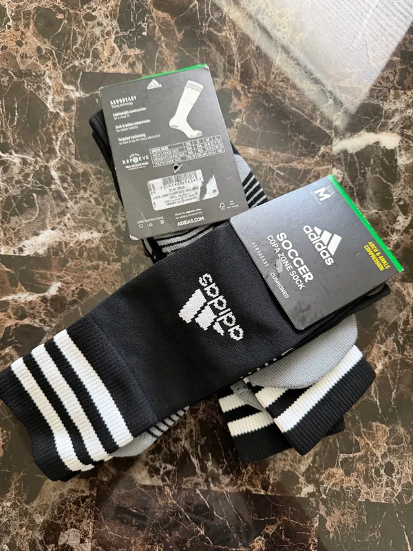 2 Pairs Adidas Copa Zone Soccer Socks – Black/White – Size M – Arch & Ankle Compression - Image 6