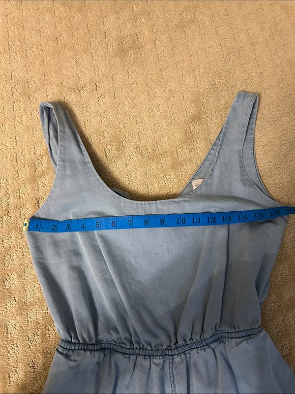 NWOT French Connection Chambray Tie Back Romper Light Blue Size Small - Image 8