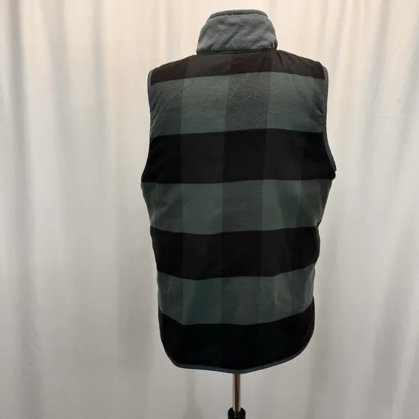 Carhartt Reversible Quilted Flannel Vest M 8-10 Green Black Buffalo Plaid Chore - Image 9
