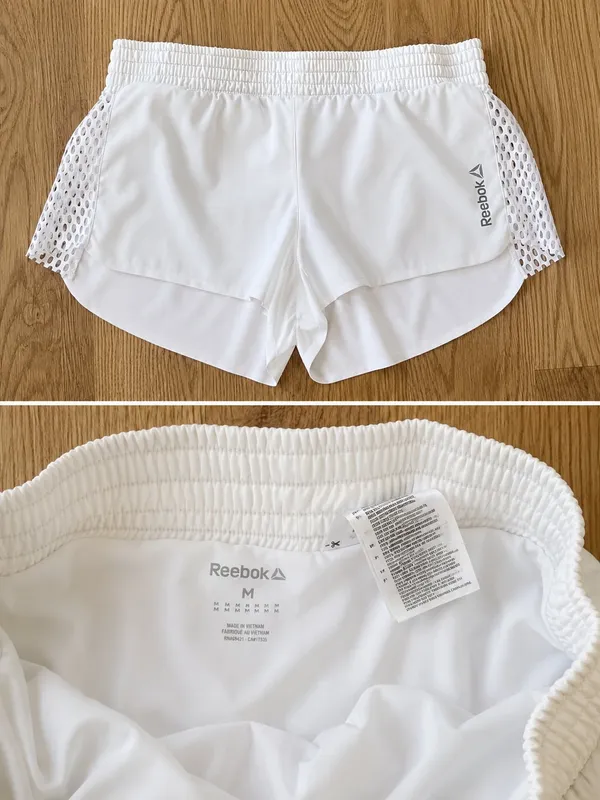 Reebok Women's White Athletic Running Shorts Mesh Side Panels NWOT Sz M - Image 2