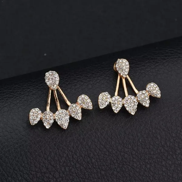 Gold Plated 2 pc Crystal Drop‎ Earrings, 17cm - Image 4