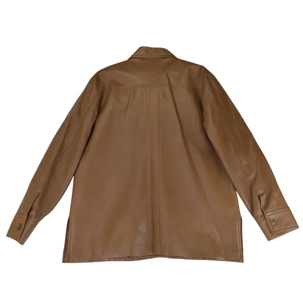 Vintage Stix Baer Fuller Vegan Faux Leather Jacket Brown Women's Large Vinyl‎ - Image 2