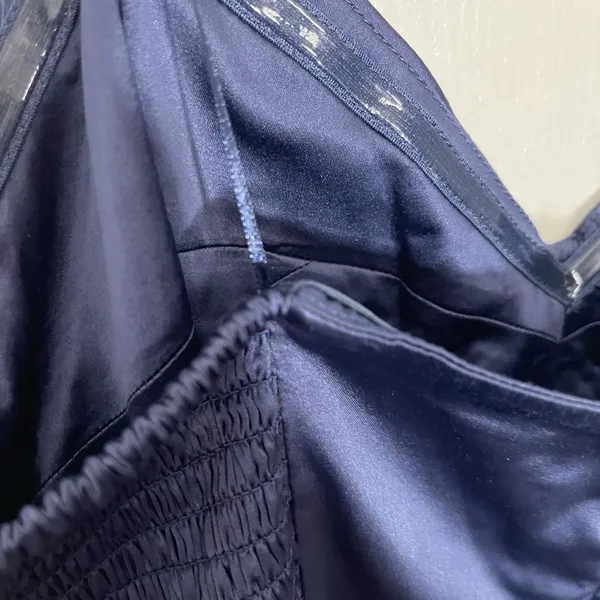 AQUA Strapless Navy Blue Ruffle Maxi Dress | size XL - Image 8