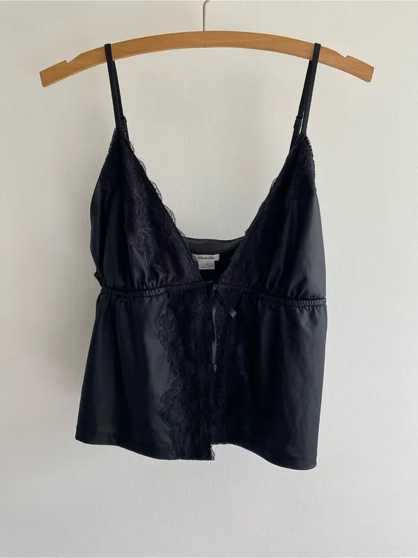 Urban Outfitters Kimchi Blue Black Satin Lace Cami - Image 4