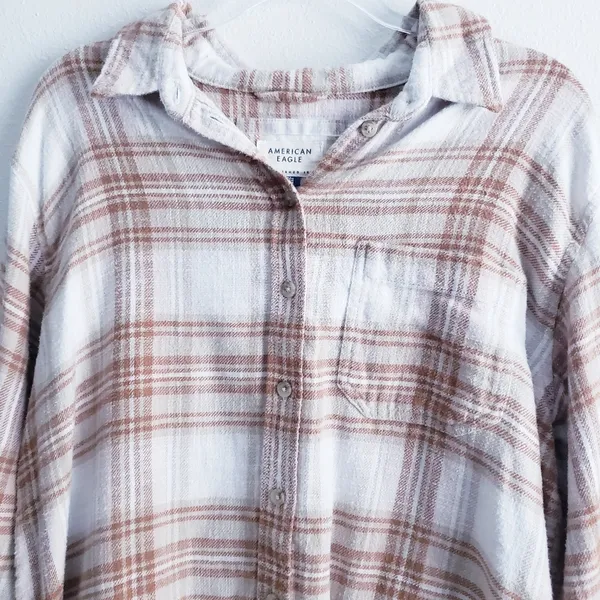 American Eagle Plaid Button Down Long Sleeve Shirt - Image 2