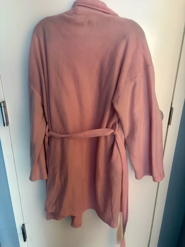 Women's Pink Fleece Long Sleeve Belted Shawl Collar Robe - Image 3