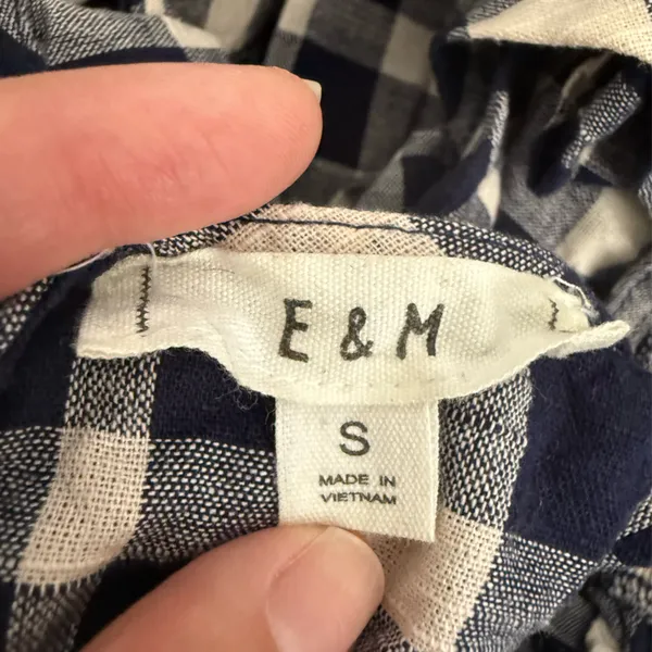 E&M Cotton Blouse Blue Size XS - Image 3