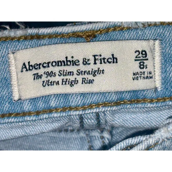 Abercrombie & Fitch 90s Slim Straight Ultra High Rise Blue Denim Jeans Size 29 8 - Image 3