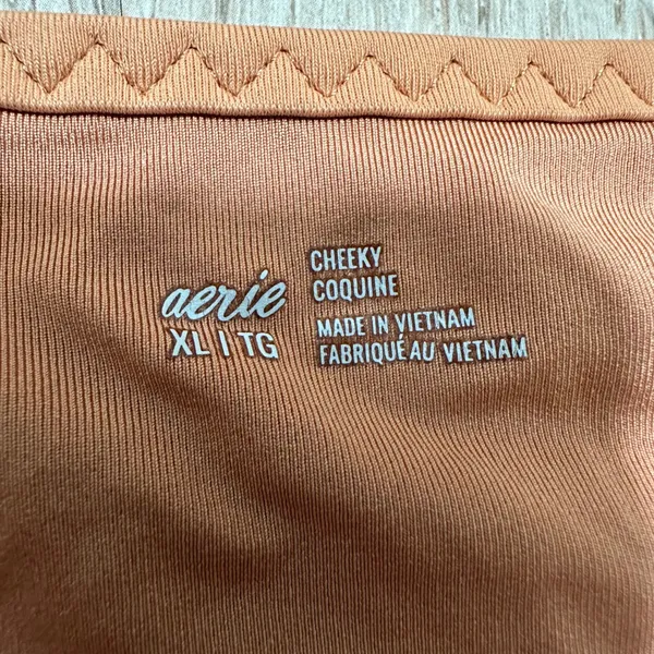 AERIE | Orange Metallic Shine Sparkle 90s High Waisted Cut Cheeky Bikini Set, XL - Image 6