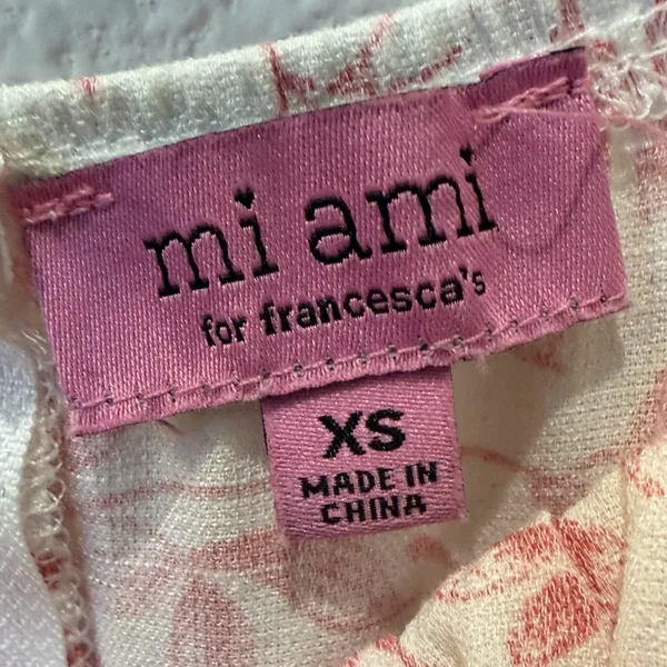 Francesca’s Mi Ami Toile Floral Puff Sleeve Tiered Mini Dress Pink + White XS - Image 7