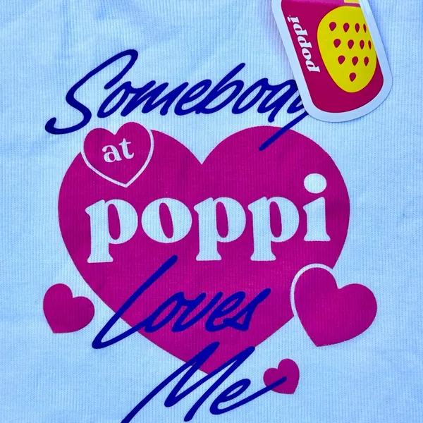 Poppi Crop Top Somebody At Poppi Loves Me Shirt Beige And Purple New With Tag - Image 2
