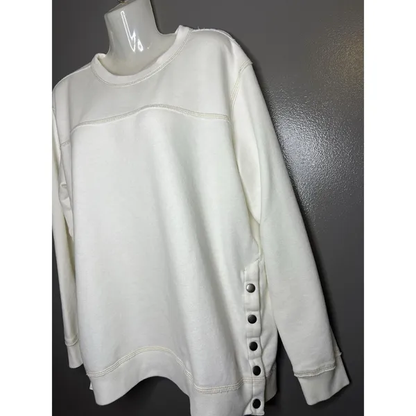 Abercrombie & Fitch Sweatshirt Womens Medium White Soft A&F Fleece Side Snap - Image 4