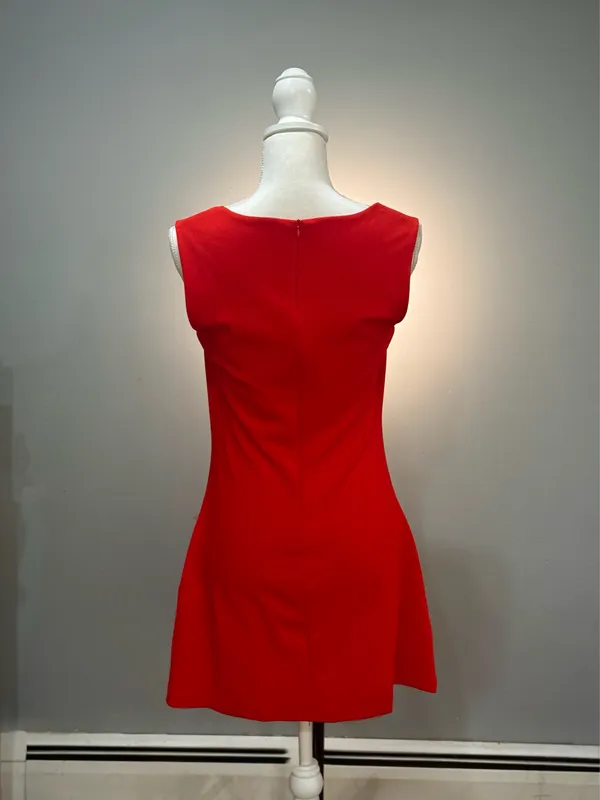 Red Unbranded Square Neck Mini Dress Size L EUC - Image 2
