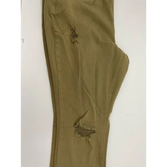 Lovesick‎ Womens Size 16 Olive Green Distressed Skinny Jeans Stretch Khaki - Image 4