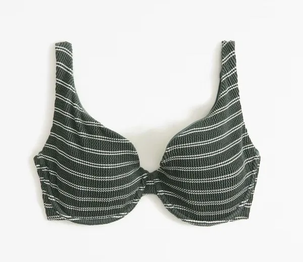 NWT Abercrombie & Fitch Curve Love Strap Underwire Green Bikini Top. Size Medium - Image 4