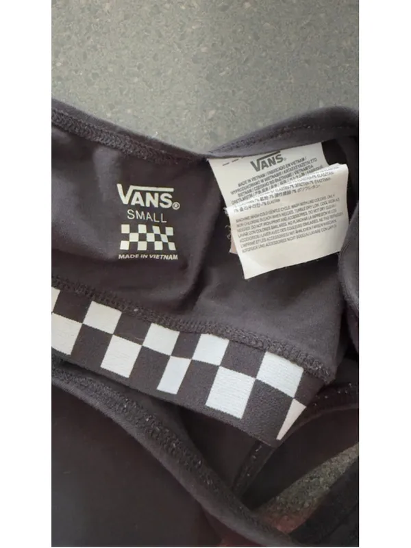 Women's Vans Black & White Checkered Sports Bra S - Image 5