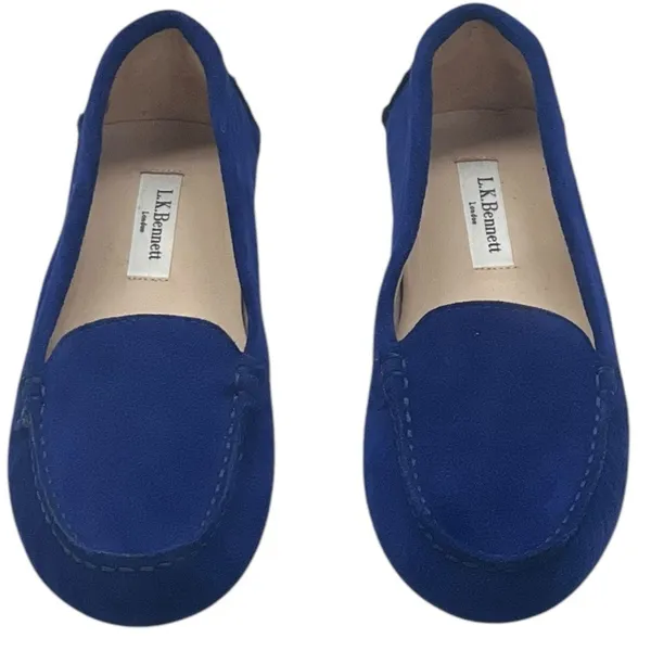L.K. Bennett Blue Suede Loafers Moccasins Flats Made Italy Women's Size 36 NWOT - Image 8