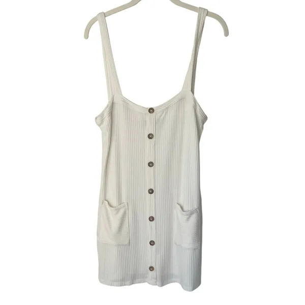Reformation Kenny Mini Dress Cream Women's sz. L w/Front Pockets - Image 2