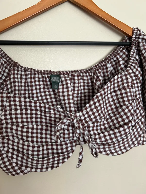 Wild Fable Gingham crop top (L) - Image 3