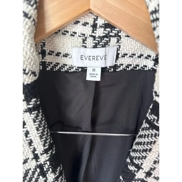 Evereve Kennedy Plaid Tweed Blazer Black Ivory Medium - Image 2
