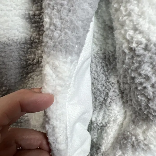 Lands’ End Women LARGE White Gray Sherpa Fleece Pullover Sweatshirt Holiday - Image 8