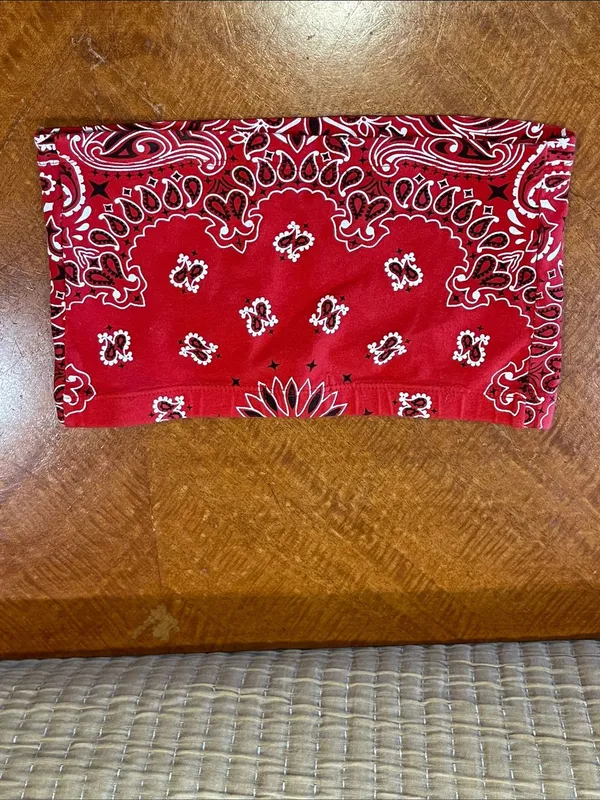 Red Paisley Bandana Tube Top small - Image 2