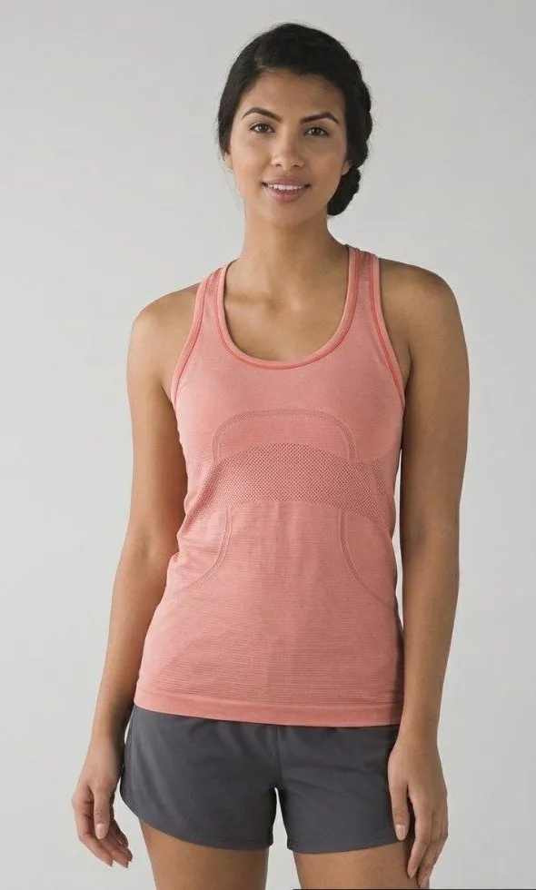 Lululemon Swiftly Tech Racerback Tank Coral Pink Anti-Stink Seamless Run Top 6 - Image 2