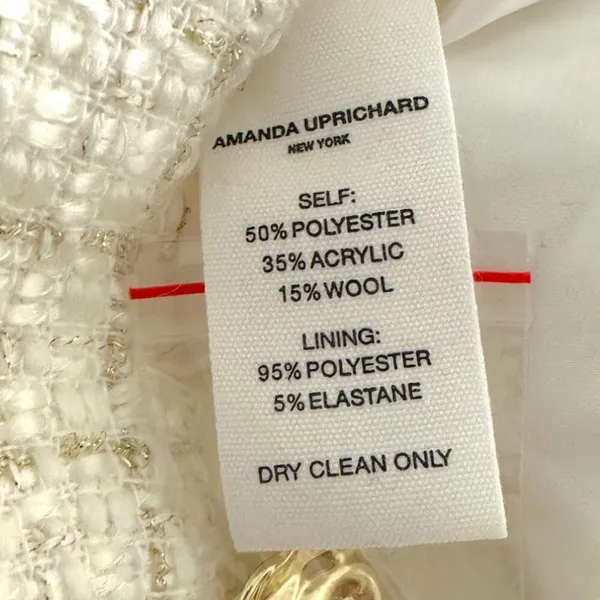 Amanda Uprichard | NWT | M | White with Gold Accent Tweed Fallon Romper - Image 7