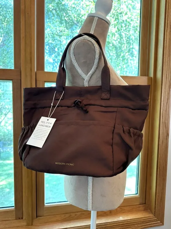 Modern Picnic Insulated Lunch Tote Brown Nylon Cooler Bag NWT Reusable Work - Image 2