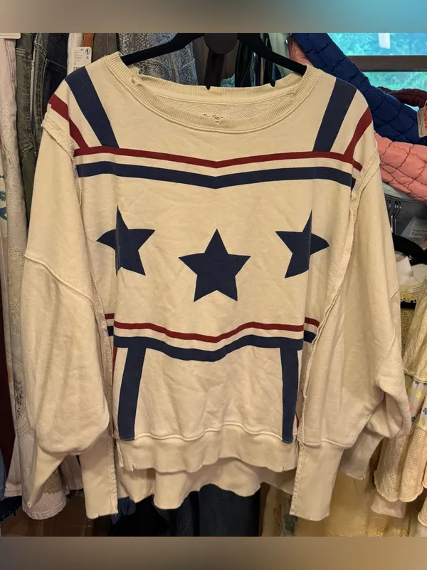 NWOT Free People We The Free Graphic Camden Sweatshirt - stars stripes - XS - Image 7