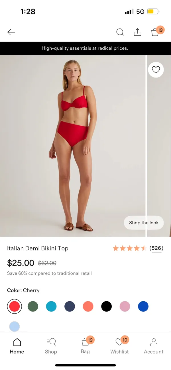 New Quince Italian Demi Bikini Top Size Medium - Image 8
