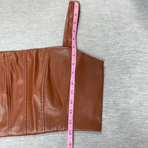 Jason Wu Faux‎ Leather Corset Top Copper Brown Sleeveless Bustier Sz S Coquette - Image 5
