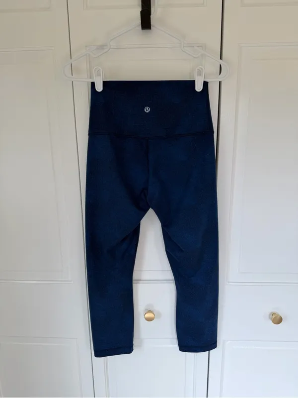 Lululemon Wunder Under Crop Leggings Blue Heathered Size 6‎ - Image 2